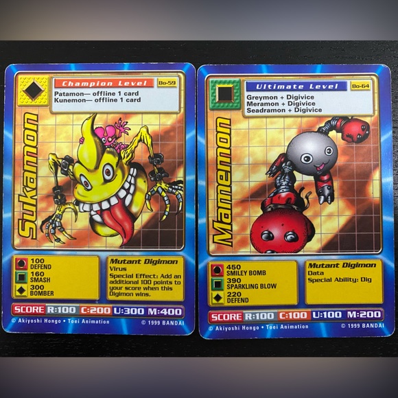 Digimon Other - 1999 Mamemon & Sukamon Digimon Trading Cards